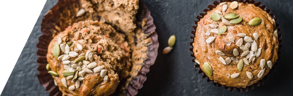 Seeded muffins topped with pumpkin and sunflower seeds